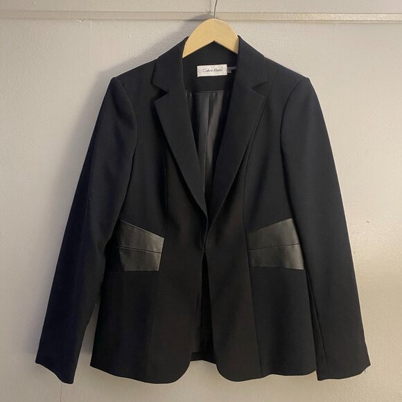 Calvin Klein - Blazer with detail in pleather - Black - Picture 1 of 4